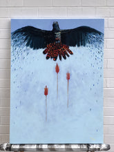red tailed black cockatoo art painting artist Australian feathers fly rain dance